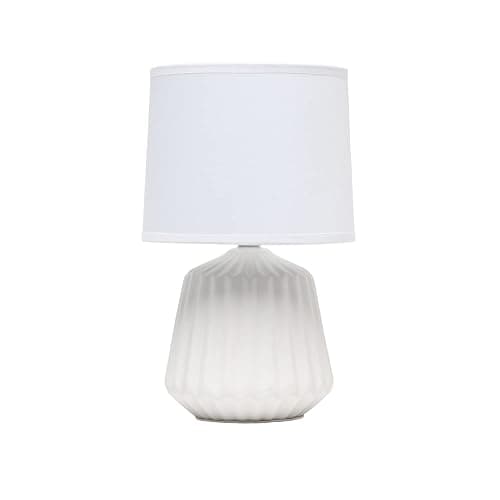 Simple Designs LT1120-OFF Petite Mini Pleated English Ceramic Base Table Lamp, Off White - Image 1