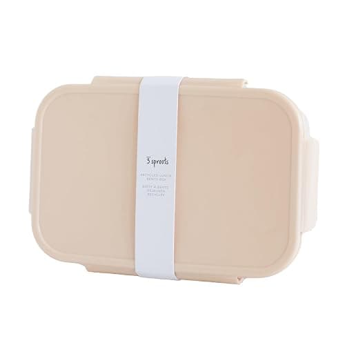 3 Sprouts Recycled Plastic Bento Box for Kids - Premium Eco-Friendly Kids Bento Lunch Box - Leakproof Kid Toddler Lunch Box for Daycare with Multiple Compartments, Microwave & Dishwasher Safe - Sand - Image 1