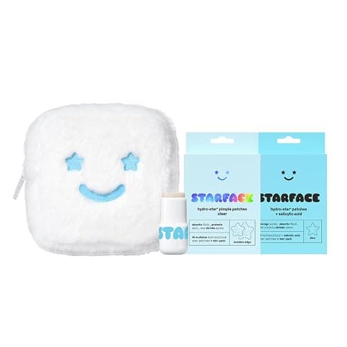 Starface Gift Set, Clear + Blue Patch (64 ct) + Vanilla Star Balm | Hydrocolloid • Dermatologist Tested • Covers & Protects Visible Spots • Absorbs Gunk • Hydrating • Shea Butter - Image 1