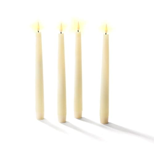 LampLust Flameless Taper Candles, Realistic 3D Flame with Wick, 9 Inch, 4 Pack, Ivory Wax, Flickering Flameless Candle LED, Remote & Timer Included, Home Decor, Winter Decorations for Home thumbnail 2
