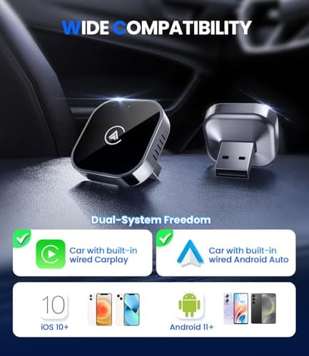 Teeran 2 in 1 Wireless CarPlay and Android Auto Adapter, Easy Setup Plug and Play, Fast Seamless Use, Supports 1000+ Cars with Built-in Wired CarPlay/Android Auto Compact Car Adapter 2026 Upgraded thumbnail 8