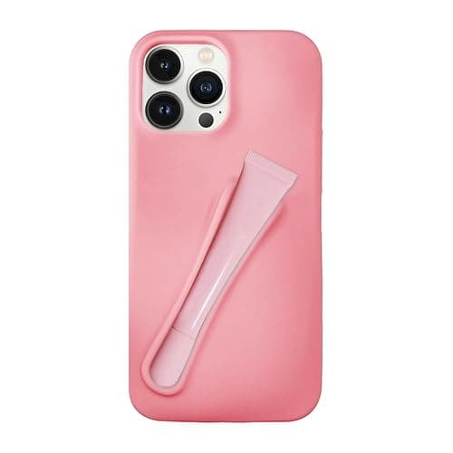 Generic Lip Gloss Phone 15 Pro Max Case - Premium Silky Silicone Lip and Phone Case with Puffy Back and Tactile Buttons for Easy Grip - Protective and Stylish Case Phone 15 Pro Max (Pink) - Image 1