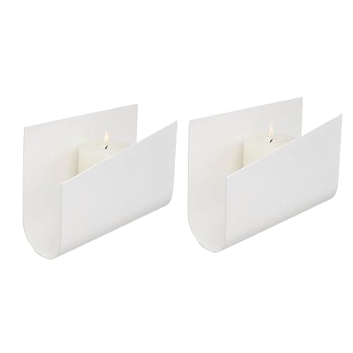 Aimto Wall Sconce Candle Holder Metal Hanging Wall Decorations Wall Candle Holder for Home,Living Room, Bathroom, Dining Room Set of 2（White thumbnail 3