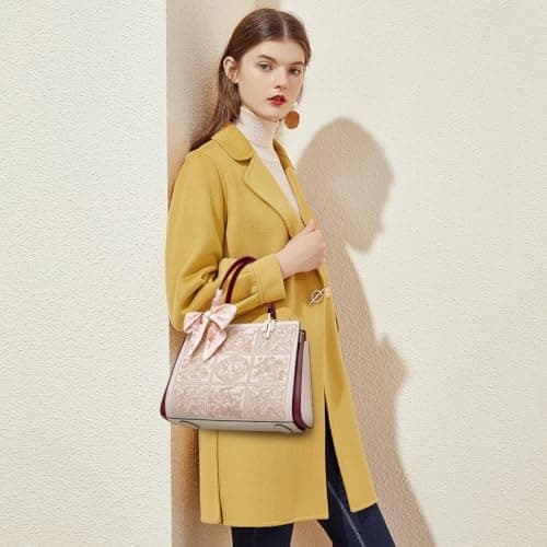 FOXLOVER Medium Tote Bag for Women Designer Vintage Satchel Handbags Top-handle Purses (Apricot) thumbnail 2