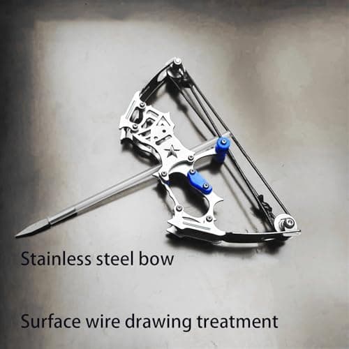 TIETHEKNOT Mini Archery Bow Set Right Hand Mini Compound Bow Mini Hunting Bow Metal Material Catapult RH/LH for Hunting Shooting Practice Archery Entertainment Fun, silvery thumbnail 5