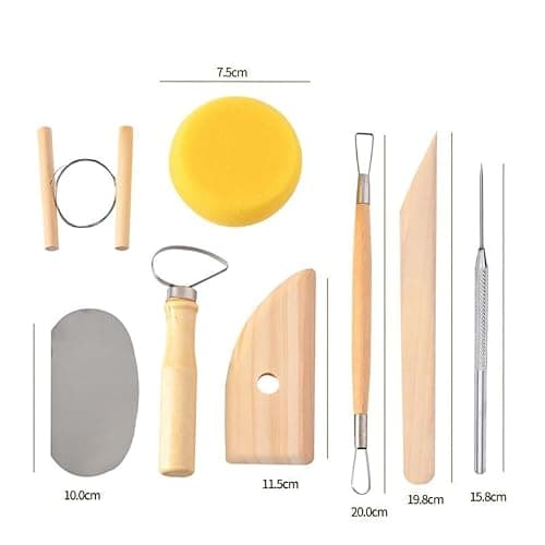 S & E TEACHER'S EDITION 8 Pcs Pottery & Clay Sculpting Tools, Double-Sided, Smooth Wooden Handles. thumbnail 3