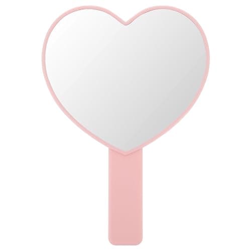 Dimeho Heart-Shaped Travel Handheld Mirror, Heart-Shaped Makeup Hand Mirror with Handle, Portable Cosmetic Mirror for Women (Pink) thumbnail 7