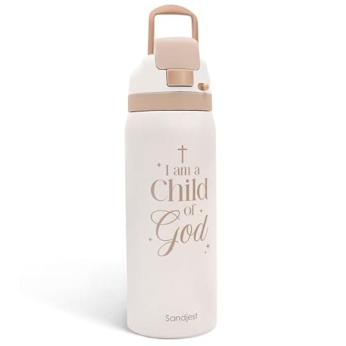 Christian Insulated Stainless Steel Water Bottle with Straw for Sports and Travel, Child of God, 32oz, Gifts for Women Girls Friends Teens Birthday Christmas - Image 1