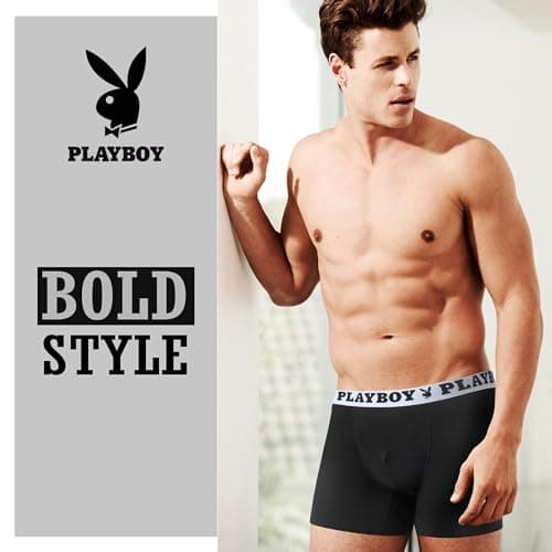 Playboy Mens Underwear 4 Pack Boxers for Men Gifts for Men Boxer Briefs - Large - Grey,blk,wht, Red thumbnail 4