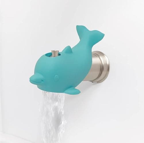 Nuby Bathtub Safety Spout Guard - Compatible with Most Standard Faucets - Bath Toys - Dolphin - Dolphin thumbnail 5