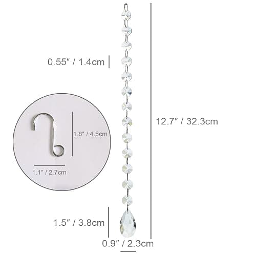 KANPURA 1ft 10pcs Teardrop Crystals Garland,Crystal Teardrop Chandelier Replacement,Hanging Glass Crystals for Chandelier, Christmas Tree, Wedding Decor(Clear) thumbnail 3
