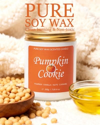 AmyRylan Fall Scented Candle for Home, Pumpkin Cookie 7.05 oz 40 Hour Burn Time, Long Lasting Soy Jar Candle, Gifts for Christmas, Halloween, Mother's Day, Inspirational Gifts for Women, Aromatherapy thumbnail 4