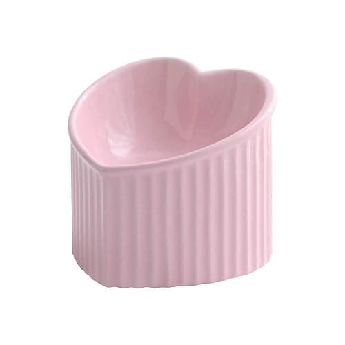 Pink Ceramic Raised Cat Bowls, Tilted Elevated Food or Water Bowls, Stress Free, Backflow Prevention, Dishwasher and Microwave Safe, Lead & Cadmium Free - Image 1
