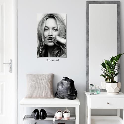 Trendy Luxury Wall Art-Retro Fashion Finger Painting Mustache Poster For Girls Room Wall Decor-Vintage Feminist Black And White Art Canvas Print Picture For Girly Dorm thumbnail 3