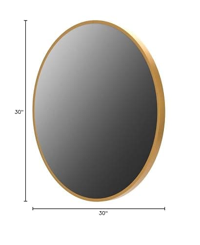 HARRITPURE Round Mirror 30 Gold Wall Mounted Circle Mirrors Vanity Mirror with Brushed Aluminum Alloy Frame Modern Decoration for Bathroom, Living Room, Vanity, Bedroom, Entryway thumbnail 2