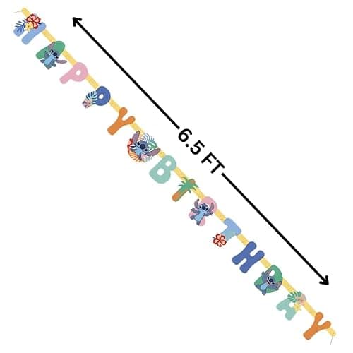 Disney Lilo and Stitch 'Happy Birthday' Multicolor Jointed Banner, 6.94" (1 Count) - Perfect for Indoor & Outdoor Celebrations thumbnail 2