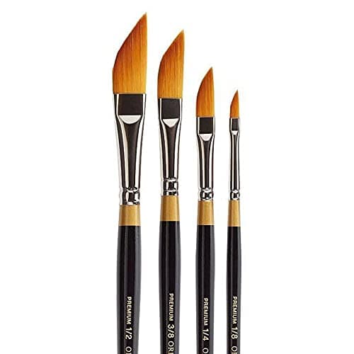 KINGART Premium 4 pc. Original Gold 9800 Series Dagger Striper Artist Brush Set, Synthetic Golden TaklonHair for Acrylic, Oil, Gouache Paint, Short Handle, 4 Sizes: 1/8", 1/4", 3/8", 1/2" thumbnail 4