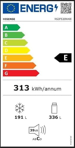 Hisense RS3P538NAIE Kühl-Gefrierkombination/Side by Side/Freistehend/ 527 L/EEK: E/ 39 dB/Perfekt Kitchen Fit/Boden-Kühlsystem/Meta-Tech Cooling/Total No Frost/ (BxHxT): 91,1×178,6×60 cm/Grau thumbnail 14