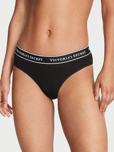 Victoria's Secret Women's Cotton Logo Hiphugger Underwear, Panties for Women, Pack of 4, Black, M thumbnail 2