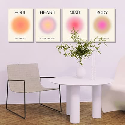Framed Art Angel Halo Aesthetics Poster Set of 4 Pieces Colorful Aura Gradient Canvas Wall Art Spirit Soul Quote Print Painting Danish Pastel Bedroom Bathroom Yoga Wall Decor Gift for Lovers 12x16 thumbnail 4