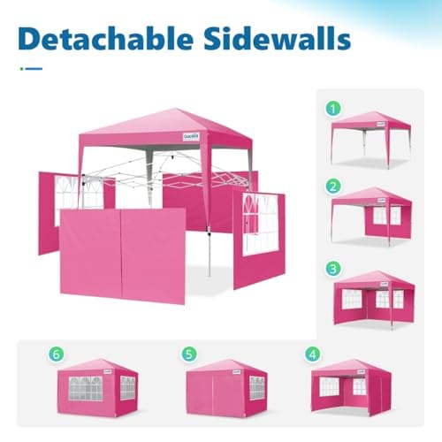 Quictent Easy Pop up Canopy Tent 10'x10' with 4 Detachable Window Sidewalls, One Person Setup, Waterproof Outdoor Portable Vendor Event Tent Shelter Enclosed, Wheeled Bag Included thumbnail 8