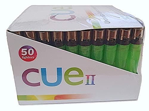 CUE II Classic Lighters, Assorted Colors, Regular Size, Long Lasting, 50-Count Tray thumbnail 6
