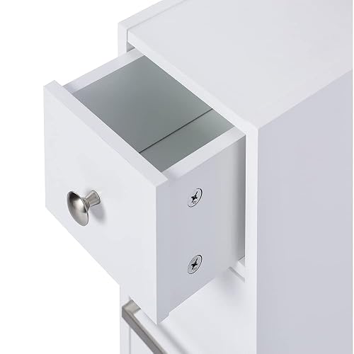 Spirich Slim Bathroom Storage Cabinet, Free Standing Toilet Paper Holder, Bathroom Cabinet Slide Out Drawer Storage, White thumbnail 8