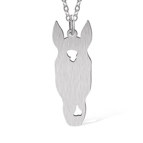 Ailin Custom Sterling Silver 925/Stainless Steel Personalized Horse Head Silhouette Pendant Necklace For Her Horse Keepsake Memorial Necklace - Image 1