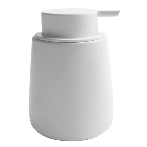 TOOZFO Soap Dispenser Ceramic with Easy-to-Press Pump Hand Lotion Liquid Dispenser for Shampoo Bathroom Kitchen 12 oz White - Liquid-white - Image 1