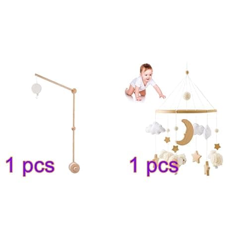 Mobile Musical en Bois avec Support Réglable et Boîte à Musique Décoration de Berceau Garçon et Fille (Beige) thumbnail 4