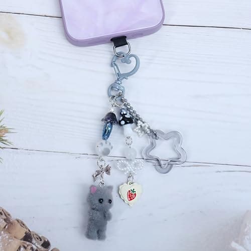 Ruittos 4PCS Cute Phone Charms Aesthetic Y2K Cell Phone Charms Strap Pink Strawberry Butterfly Star Charm Y2K Accessories for iPhone Bag Keychain Airpods Camera Pendants Decor (Style 7, 2) thumbnail 2