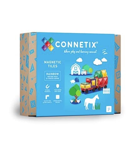 CONNETIX Magnetic Tiles Rainbow Motion Pack, 24 Pieces - Image 1