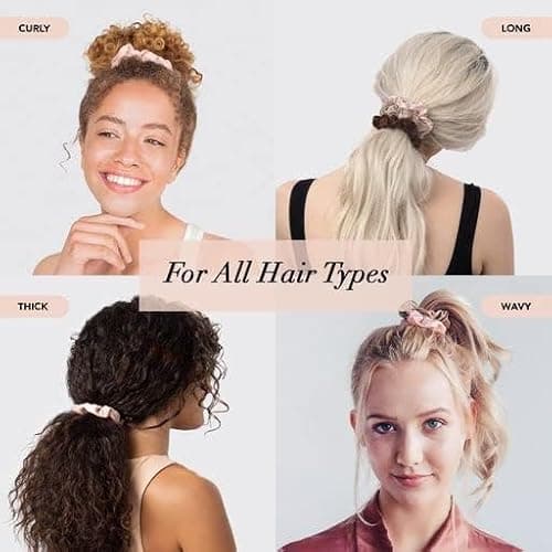 Kitsch Satin Scrunchies for Women - No Crease Hair Ties for Girls | Scrunchies For All Hair Types and Textures, Perfect for Day or Night - 5 Pcs, Cameo - Cameo thumbnail 6