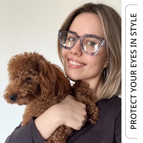 livho Oversized Blue Light Blocking Glasses for Woman - Rectangle Fashion Glasses for Computer, Chic Preppy Frame thumbnail 4