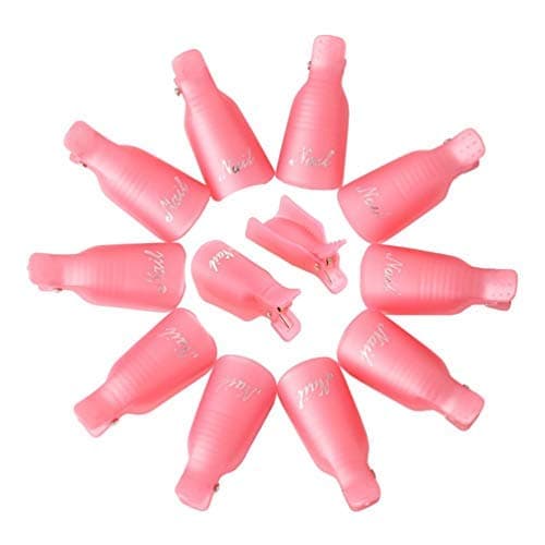 HiMo 10PC Plastic Acrylic Nail Art Soak Off Cap Clip UV Gel Polish Remover Wrap Tool (Pink) thumbnail 4