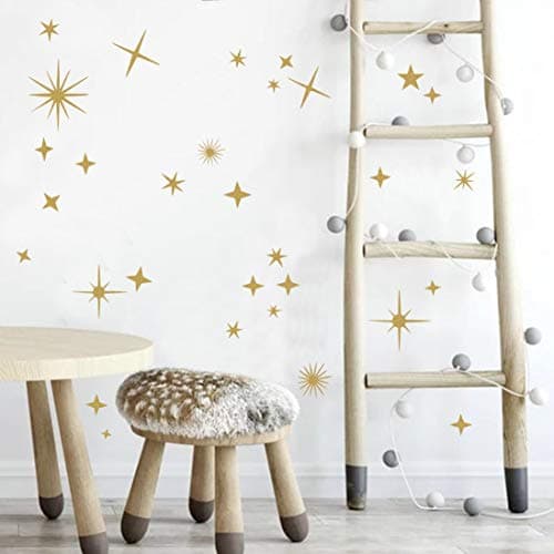 Sparkle Decals Star Wall Decals Nursery Wall Decal Kids Room Decor Stars Walls Art Murals Baby Room Star Stickers Peel and Stick Removable Decal Celestial Decoration(Vintage Gold) thumbnail 3