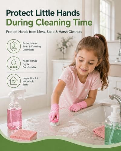 TREEGO Kids Disposable Gloves for Ages 4–8, Pink Kids Nitrile Gloves Food Safe Latex & Powder Free for Crafts, Baking, Tie Dye & Art Projects, XS 50 Count thumbnail 5