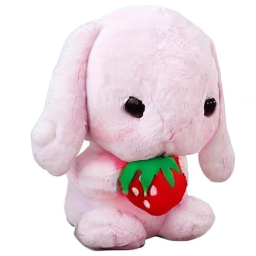 HOUPU Soft Toy - Sitting Lop Eared Rabbit, Easter White Rabbit Stuffed Bunny Animal with Carrot Soft Lovely Realistic Long-Eared Standing Pink Plush Toys (Pink-Strawberry,8.6in/22cm) thumbnail 10