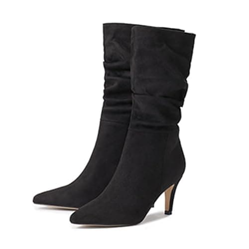 seiveini Stiefel Damen Hohe Stiefel Elegant Spitzen Stiefel mit Hohem Absatz Klassische Wildleder Stiefel Langschaft Damen Winterstiefel Herbststiefel Cowboy Stiefel mit Kitten-Heel thumbnail 6