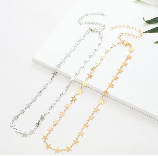 Blue Drop Gold Plated Star Necklace For Women Star Choker Necklace Simple Statement Jewelry Gift thumbnail 5