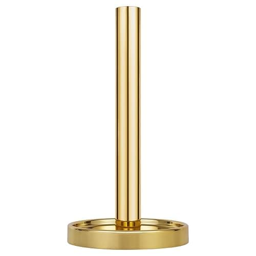 Ivilon Paper Towel Holder Stand - Steady and Easy Tear - Fits All Paper Towel Rolls - Gold Polished - Image 1