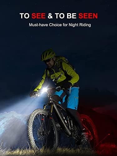 Bike Lights, Rechargeable Bicycle Lights Set Super Bright 8+12 Modes, IPX6 Waterproof Bike Lights for Night Riding/Cycling Safety, Front and Back Taillight Reflectors, 58 Hrs Long Battery Life thumbnail 7