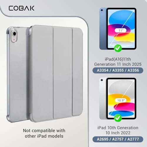 CoBak Case for iPad (A16) 11th Generation 11 Inch 2025, iPad 10th Generation 10.9 inch 2022, Slim Stand Protective Cover with Hard PC Translucent Back Shell Cover, Support Touch ID, Mist thumbnail 2
