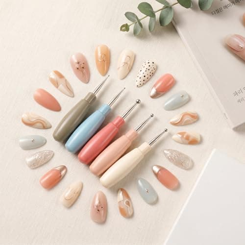 aderroo 5 in 1 Nail Dotting Pen, Nail Dotting Tool with 5 Detachable Color-Coded Tip Sizes 0.6/0.7/1.3/1.8/2.3mm, Portable Dotting Tools Nail Art for Flowers, Polka Dots and DIY Nail Design (5PCS) thumbnail 8