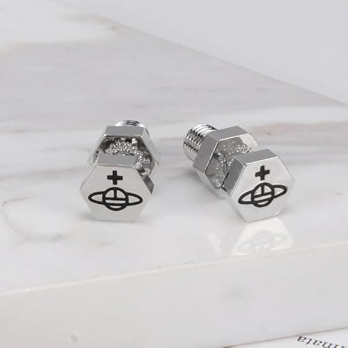 Colorful Screw Earrings of Saturn for Women - Alloy Screw Saturn Earrings Ear Studs(Silver) thumbnail 4