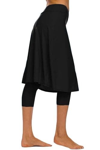 Micosuza Long Swim Skirt with Attached Leggings Modest Sun Protection Sports Skirt for Women thumbnail 2