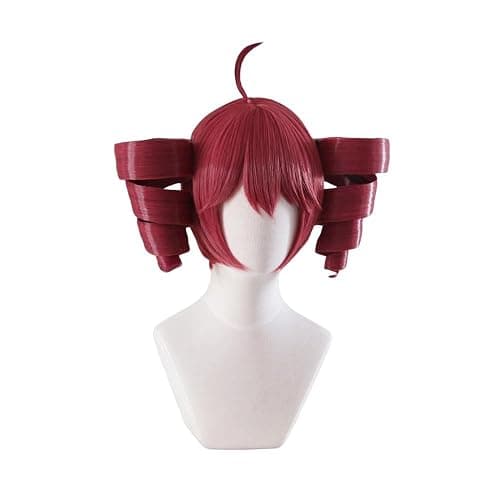 TETO VVRPWASSLY Anime Cosplay Wig Anti-Gravity Twin Tails Synthetic Wig Comic Convention Costume Hair for Halloween Party (Dark Red) thumbnail 4