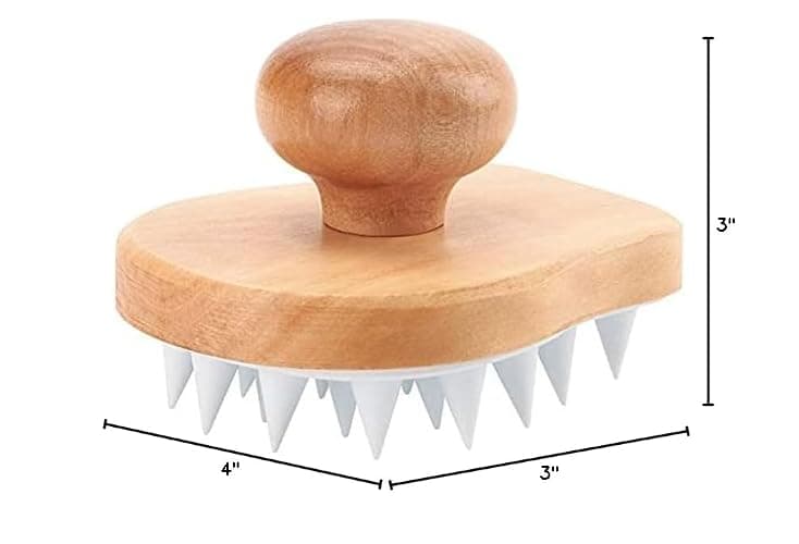 Scalp Massager Shampoo Brush, Wooden Wet and Dry Hair Scalp Care Brush, Shower Brush Scalp Scrubber Exfoliator with Soft Silicone Bristles for Dandruff Removal, Hair Growth (White) thumbnail 8