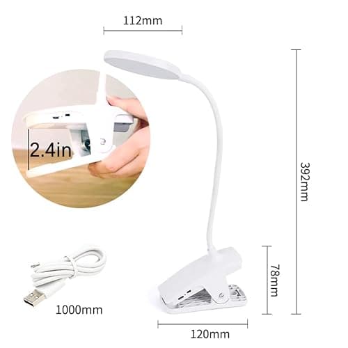 SUNLONG Dorm Room Essential Clip on Light Wall-Mounted, 3 Color Portable Desk Light Mini Clip Lamp, Battery Operation Small Desk Lamp with Clamp, Reading Lights for Books Bunk Bed Headboard Makeup thumbnail 6