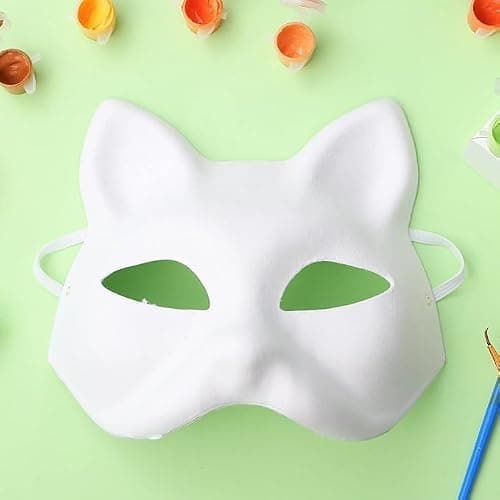 Musaner 20 PCS Cat Mask DIY White Therian Masks to Paint Blank Animal Dress Up Masks for Holiday Party Cosplay, 7.1X6.7in thumbnail 4